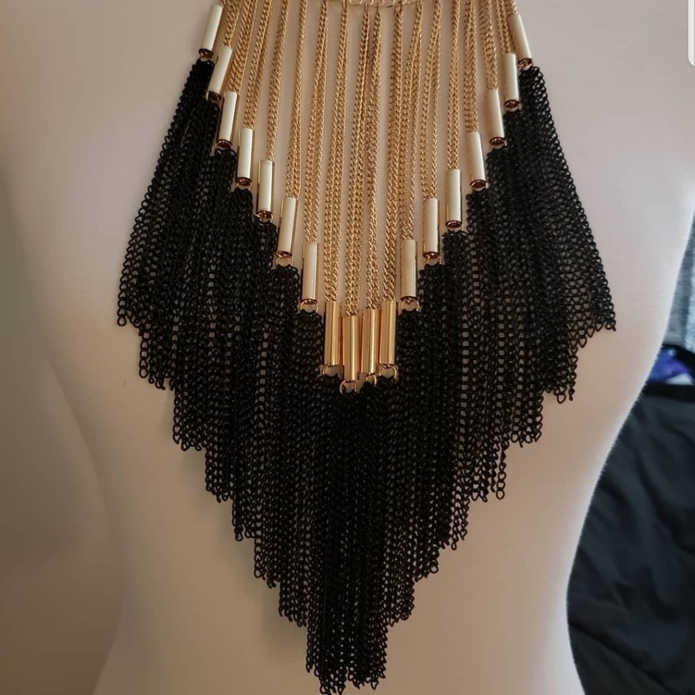 Black and Gold Bib Necklace